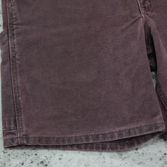 RARE Vintage Carhartt B24 BRG Burgundy Faded Purple Carpenter Shorts 32x7 - Picture 9 of 13